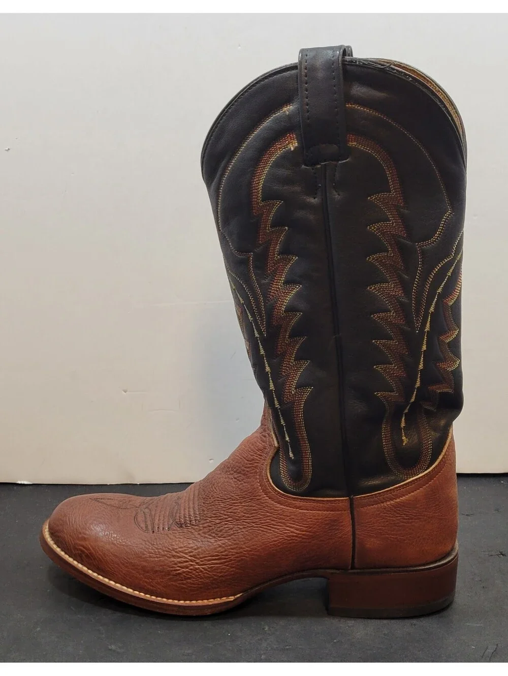 Dan Post Western Boots Mens 9.5 D Pull On Cowboy Brown Leather Round Toe DP4163